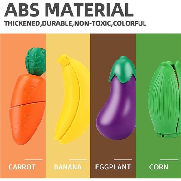 26pcs Pretend Food Play Food Cutting Set For Kids,Cuttable Fruits And Vegetables - Picture 5 of 6